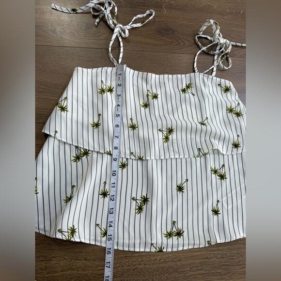 NWT English Factory Palmier Palm Tree Pin Stripe Tiered Tank Top Size XS - Picture 6 of 6